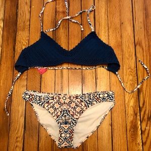 New with Tags crochet/patterned blue/pink bikini